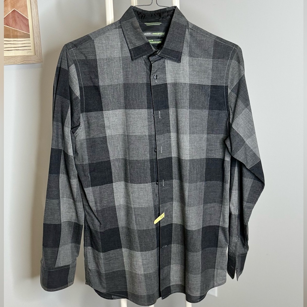 Claiborne Black and Gray Plaid Men's Shirt